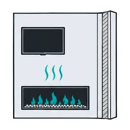 Schematic: a TV above a fireplace