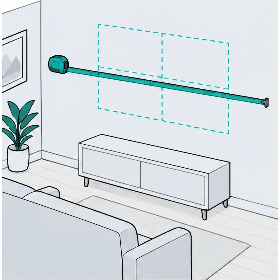 Illustration: step 1 — TV, wall and room