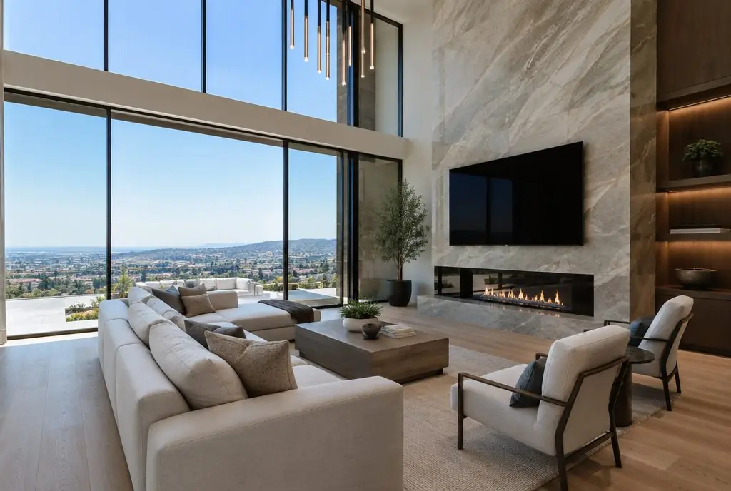 Illustration: a wall-mounted TV in a typical Orchard Hills home